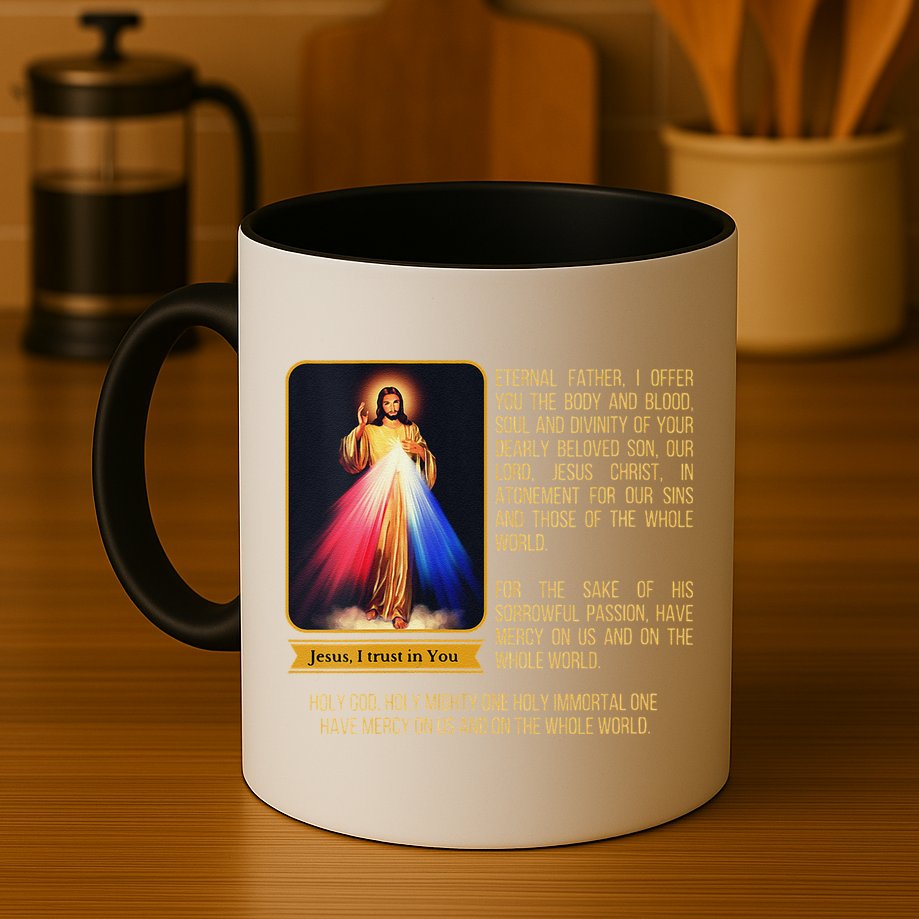 Funny Divine Mercy Jesus Image Chaplet Novena Prayer Catholic Mug