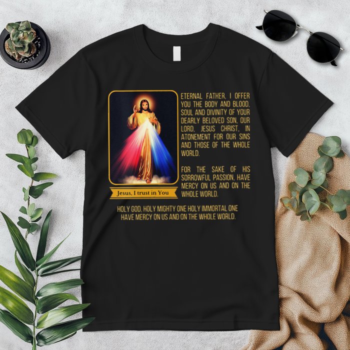 Funny Divine Mercy Jesus Image Chaplet Novena Prayer Catholic Premium T-Shirt