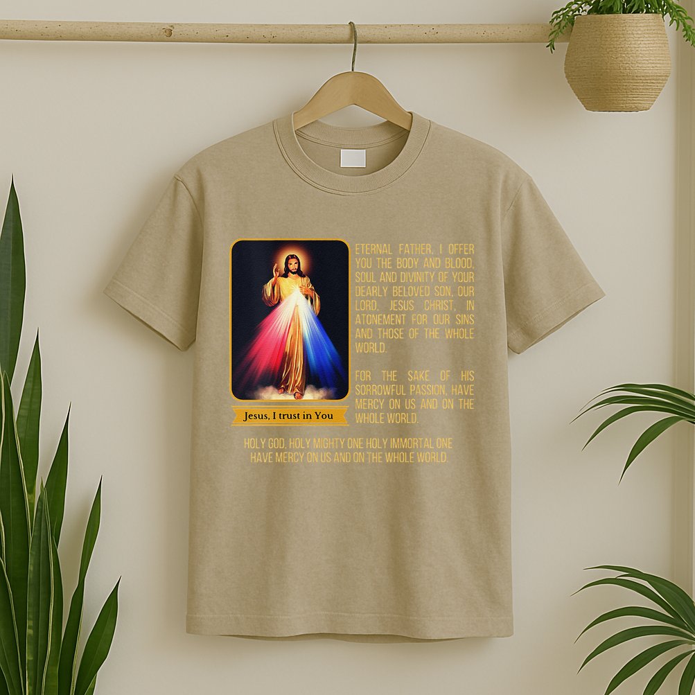 Funny Divine Mercy Jesus Image Chaplet Novena Prayer Catholic T-Shirt