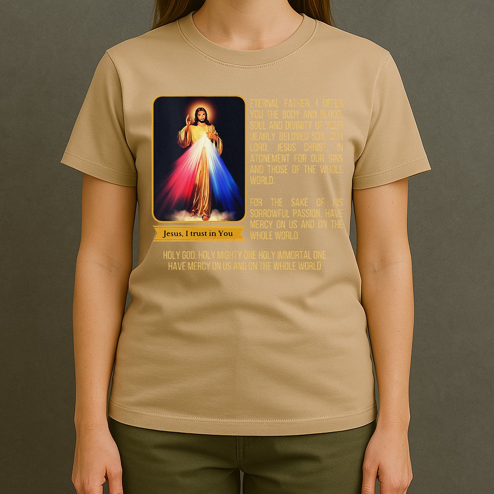 Funny Divine Mercy Jesus Image Chaplet Novena Prayer Catholic T-Shirt