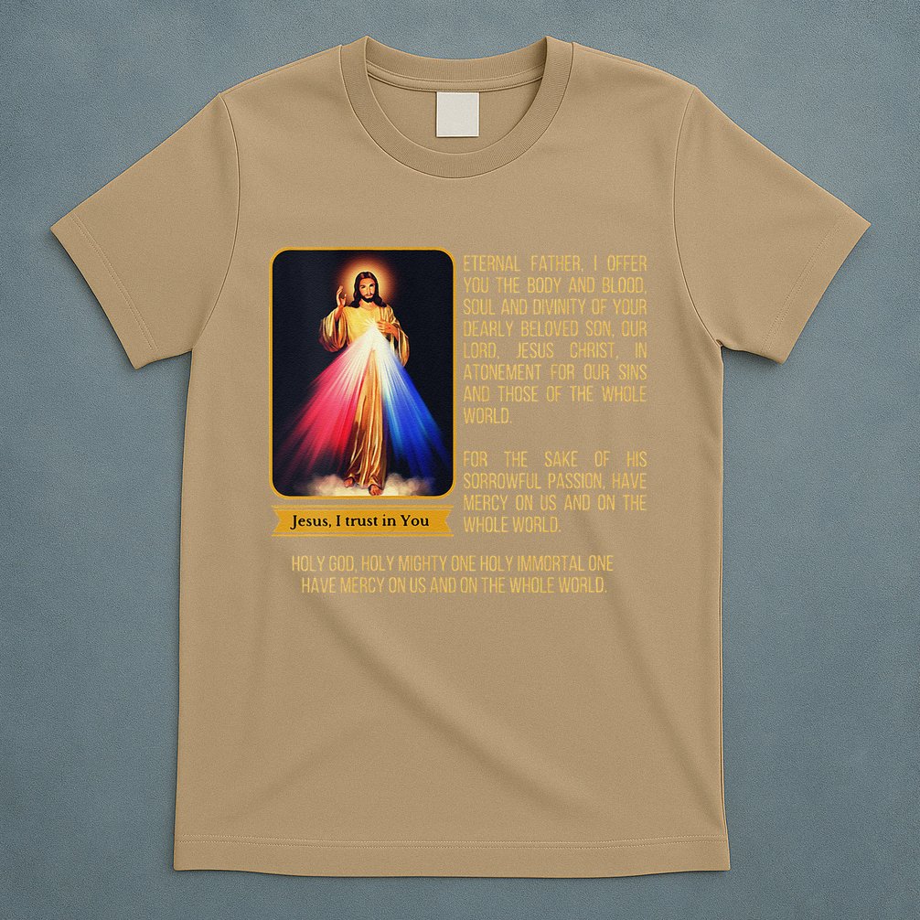 Funny Divine Mercy Jesus Image Chaplet Novena Prayer Catholic T-Shirt