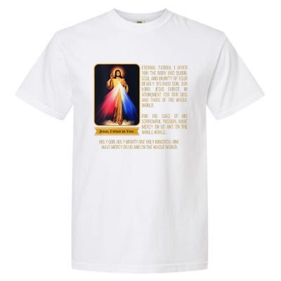 Funny Divine Mercy Jesus Image Chaplet Novena Prayer Catholic Garment-Dyed Heavyweight T-Shirt