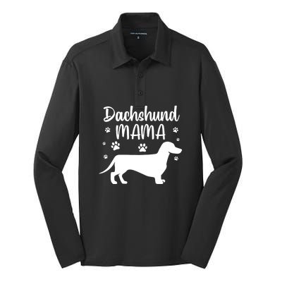 Funny Dachshund Mama Doxie Dog Lovers Gift Silk Touch Performance Long Sleeve Polo