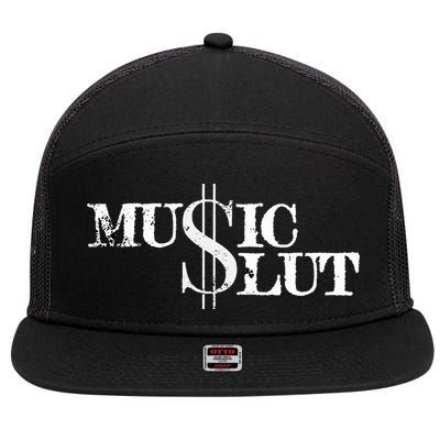 Funny Distressed Music Slut 7 Panel Mesh Trucker Snapback Hat