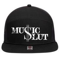 Funny Distressed Music Slut 7 Panel Mesh Trucker Snapback Hat