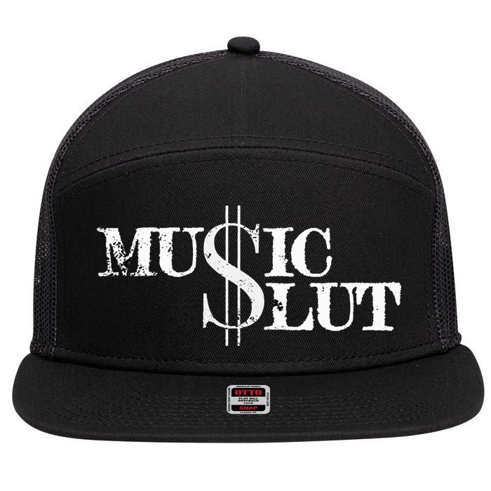Funny Distressed Music Slut 7 Panel Mesh Trucker Snapback Hat