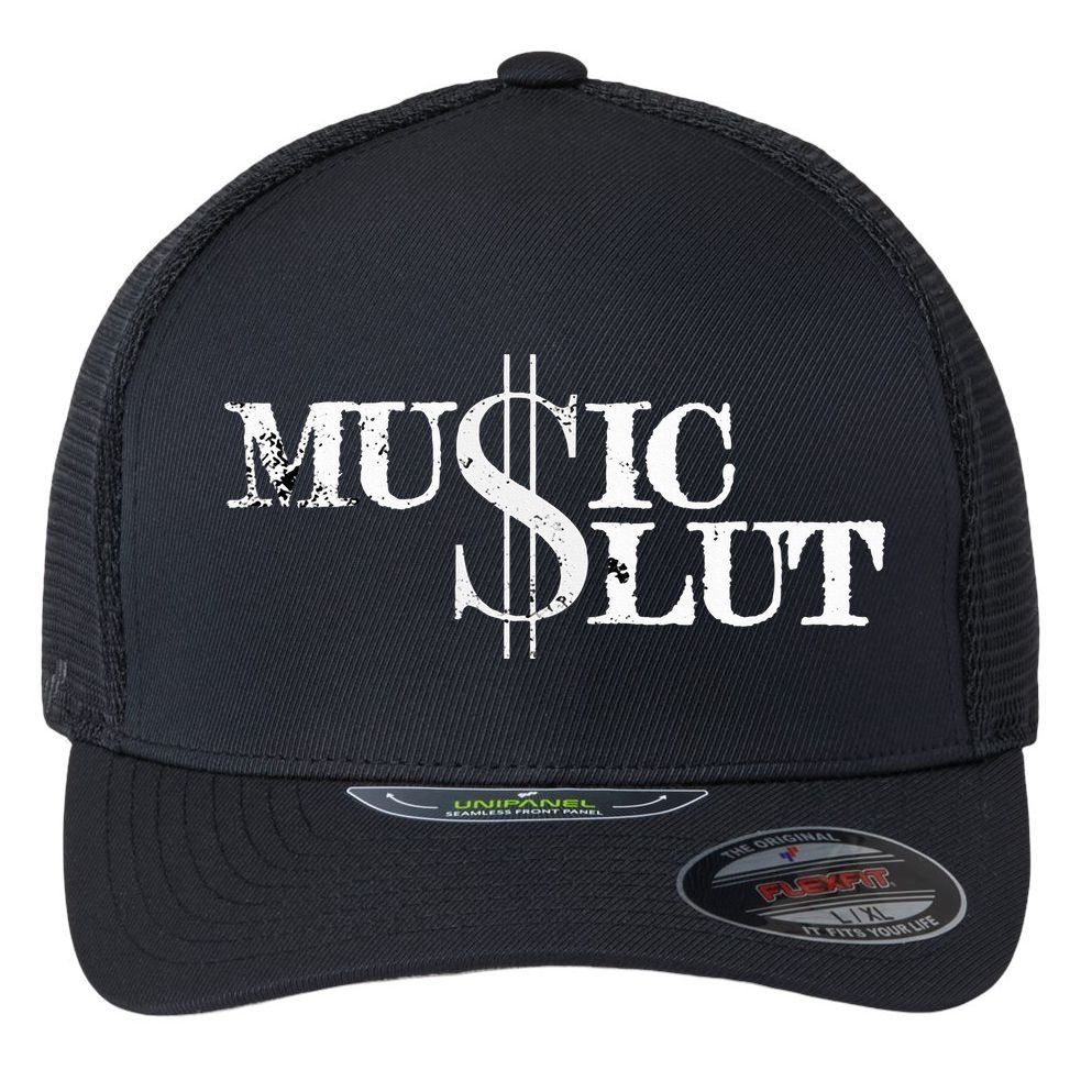 Funny Distressed Music Slut Flexfit Unipanel Trucker Cap