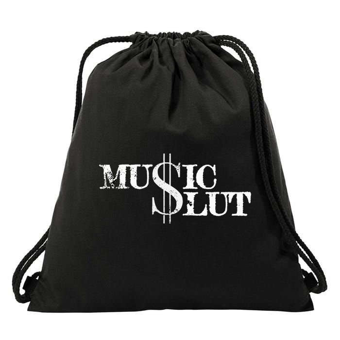 Funny Distressed Music Slut Drawstring Bag