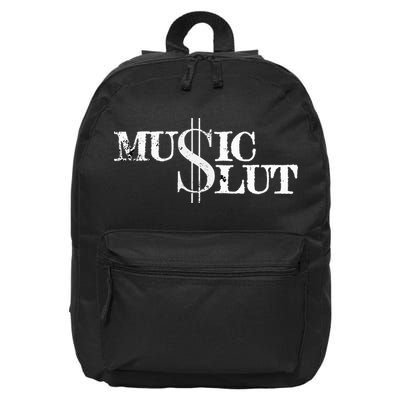 Funny Distressed Music Slut 16 in Basic Backpack