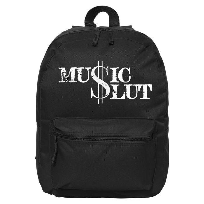 Funny Distressed Music Slut 16 in Basic Backpack