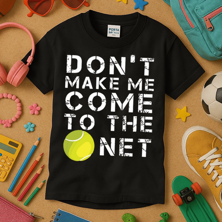 Funny Dont Make Me Come To The Net Tennis Player Design Kids T-Shirt