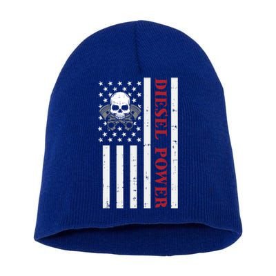 Funny Diesel Mechanic Motorcycle American Diesel Power Flag Cool Gift Short Acrylic Beanie