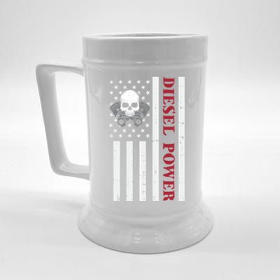 Funny Diesel Mechanic Motorcycle American Diesel Power Flag Cool Gift Beer Stein