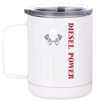 Funny Diesel Mechanic Motorcycle American Diesel Power Flag Cool Gift 12 oz Stainless Steel Tumbler Cup