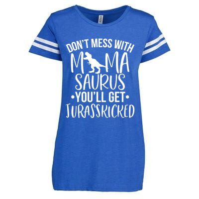 Funny Don't Mess With Mamasaurus For Moms And Mothers Design Gift Enza Ladies Jersey Football T-Shirt