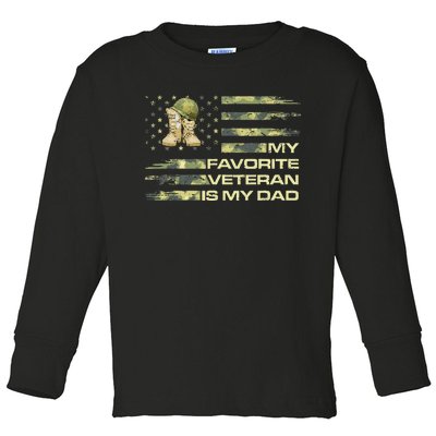 Father's Day My Favorite Veteran Is My Dad Toddler Long Sleeve Shirt