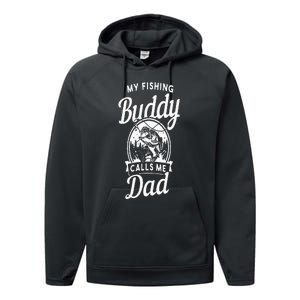 Fathers Day My Fishing Buddies Call Me Dad Birthday Men Performance Fleece Hoodie