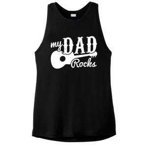 Fathers Day My Dad Rocks Music Lover Dad Meaningful Gift Ladies PosiCharge Tri-Blend Wicking Tank