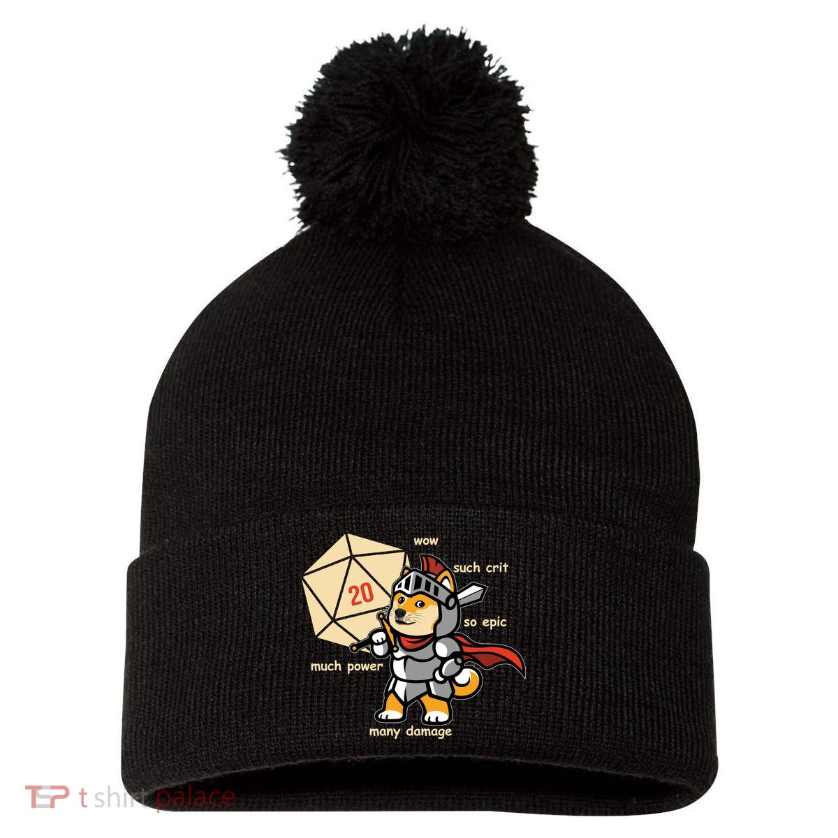Funny DOGE Meme DnD Dungeons And Dragon Pom Pom 12in Knit Beanie