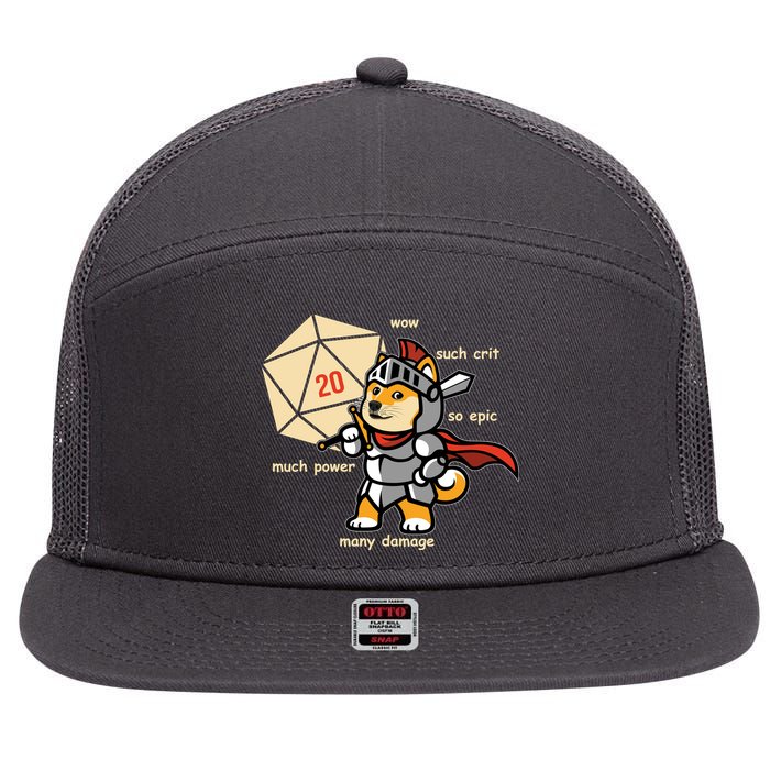 Funny DOGE Meme DnD Dungeons And Dragon 7 Panel Mesh Trucker Snapback Hat