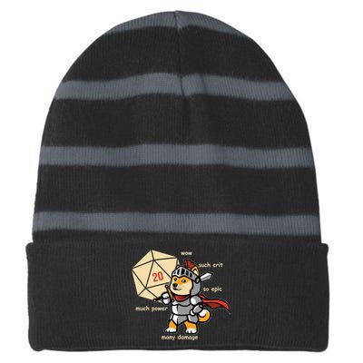 Funny DOGE Meme DnD Dungeons And Dragon Striped Beanie with Solid Band