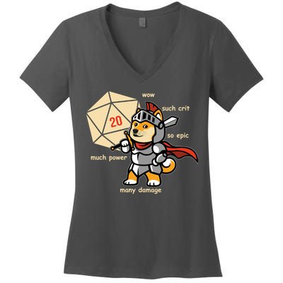 Funny DOGE Meme DnD Dungeons And Dragon Women's V-Neck T-Shirt