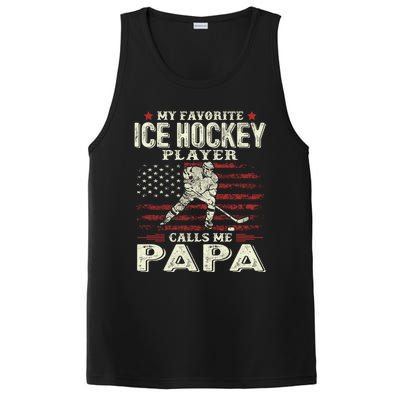 Fathers Day My Favorite Ice Hockey Player Calls Me Papa Flag Gift PosiCharge Competitor Tank