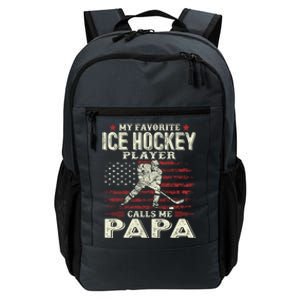 Fathers Day My Favorite Ice Hockey Player Calls Me Papa Flag Gift Daily Commute Backpack