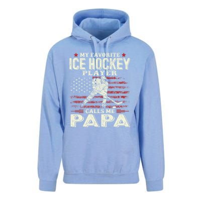 Fathers Day My Favorite Ice Hockey Player Calls Me Papa Flag Gift Unisex Surf Hoodie