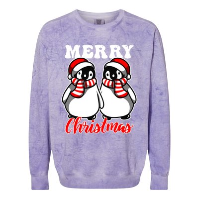 Festive Delight Merry Christmas Penguins Gift Colorblast Crewneck Sweatshirt