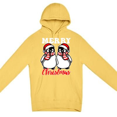 Festive Delight Merry Christmas Penguins Gift Premium Pullover Hoodie