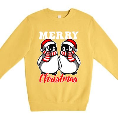 Festive Delight Merry Christmas Penguins Gift Premium Crewneck Sweatshirt