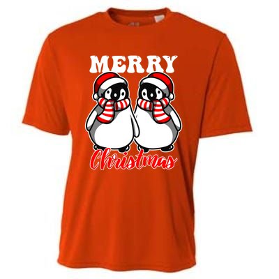 Festive Delight Merry Christmas Penguins Gift Cooling Performance Crew T-Shirt