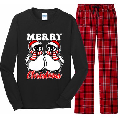 Festive Delight Merry Christmas Penguins Gift Long Sleeve Pajama Set