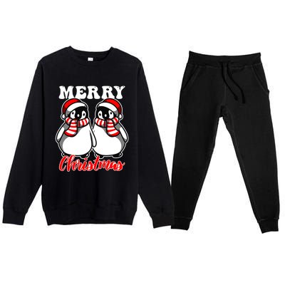 Festive Delight Merry Christmas Penguins Gift Premium Crewneck Sweatsuit Set