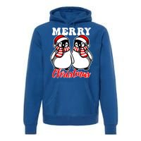 Festive Delight Merry Christmas Penguins Gift Premium Hoodie