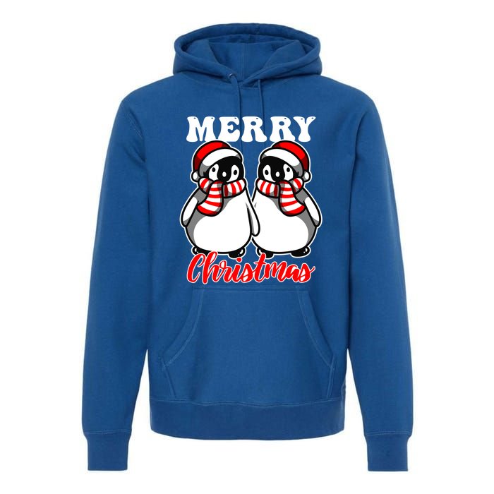 Festive Delight Merry Christmas Penguins Gift Premium Hoodie