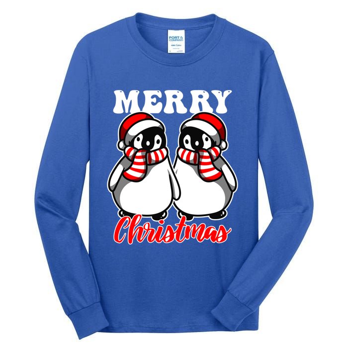 Festive Delight Merry Christmas Penguins Gift Tall Long Sleeve T-Shirt