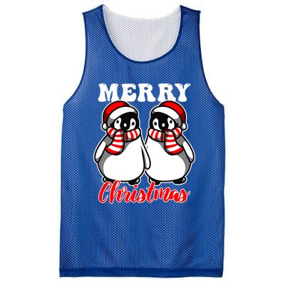 Festive Delight Merry Christmas Penguins Gift Mesh Reversible Basketball Jersey Tank