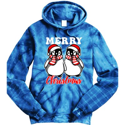 Festive Delight Merry Christmas Penguins Gift Tie Dye Hoodie