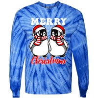 Festive Delight Merry Christmas Penguins Gift Tie-Dye Long Sleeve Shirt