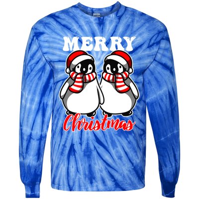 Festive Delight Merry Christmas Penguins Gift Tie-Dye Long Sleeve Shirt