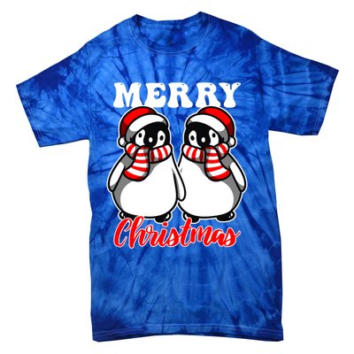 Festive Delight Merry Christmas Penguins Gift Tie-Dye T-Shirt