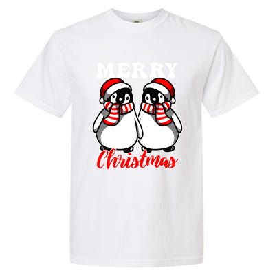 Festive Delight Merry Christmas Penguins Gift Garment-Dyed Heavyweight T-Shirt