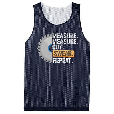 Funny Dad Measure Cut Swear Repeat Handyman Father Day Mesh Reversible Basketball Jersey Tank