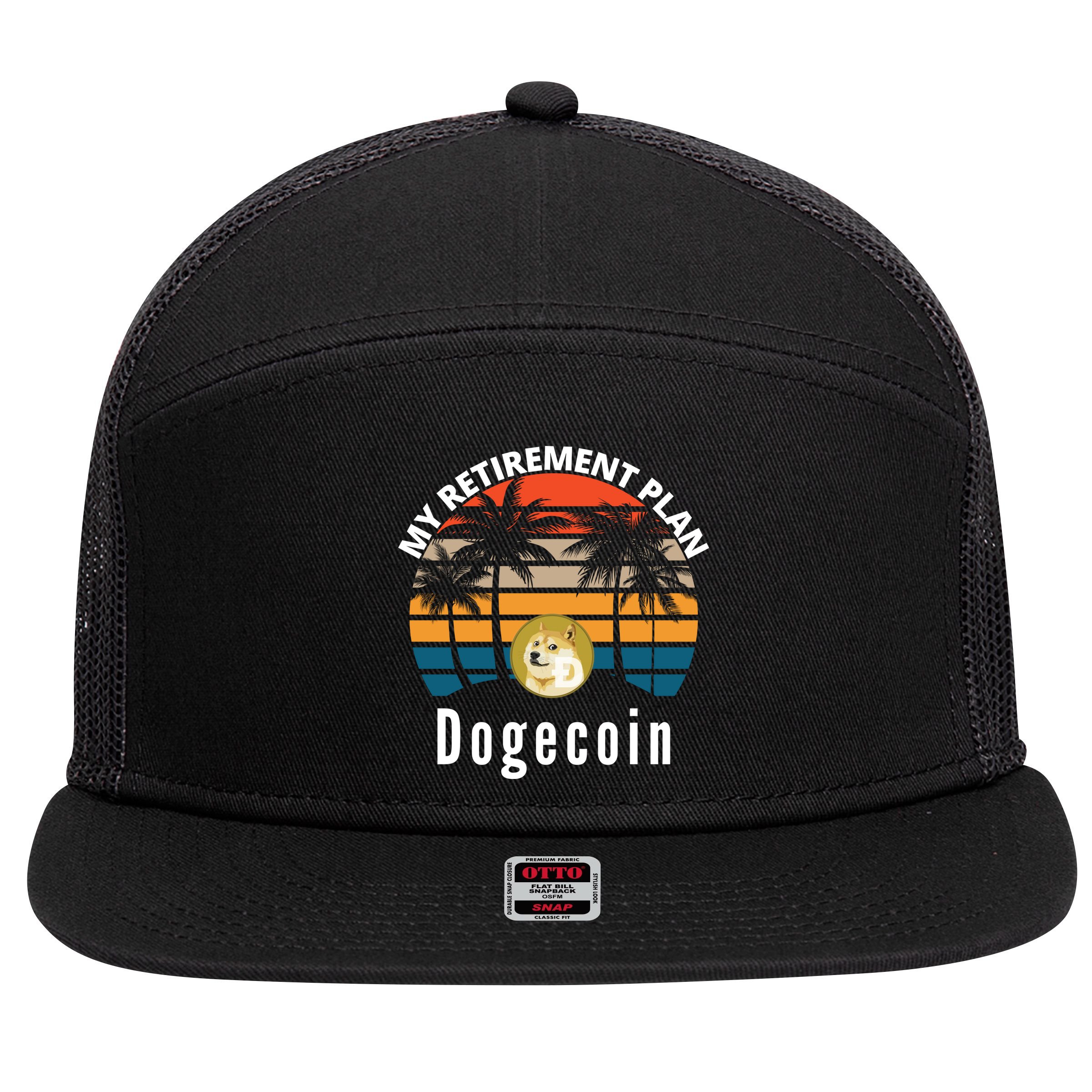 Funny Dogecoin My Retirement Plan Cryptocurrency Bitcoin BTC 7 Panel Mesh Trucker Snapback Hat