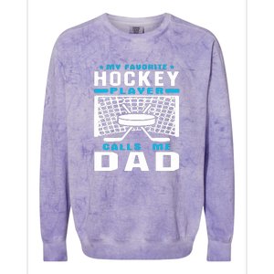 Father's Day My Favorite Hockey Player Call Me Dad Gift Colorblast Crewneck Sweatshirt