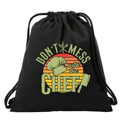 Funny Dont Mess With The Chef Retro Food Lover Cooking Gift Drawstring Bag