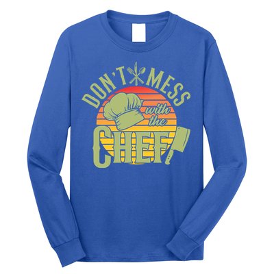 Funny Dont Mess With The Chef Retro Food Lover Cooking Gift Long Sleeve Shirt