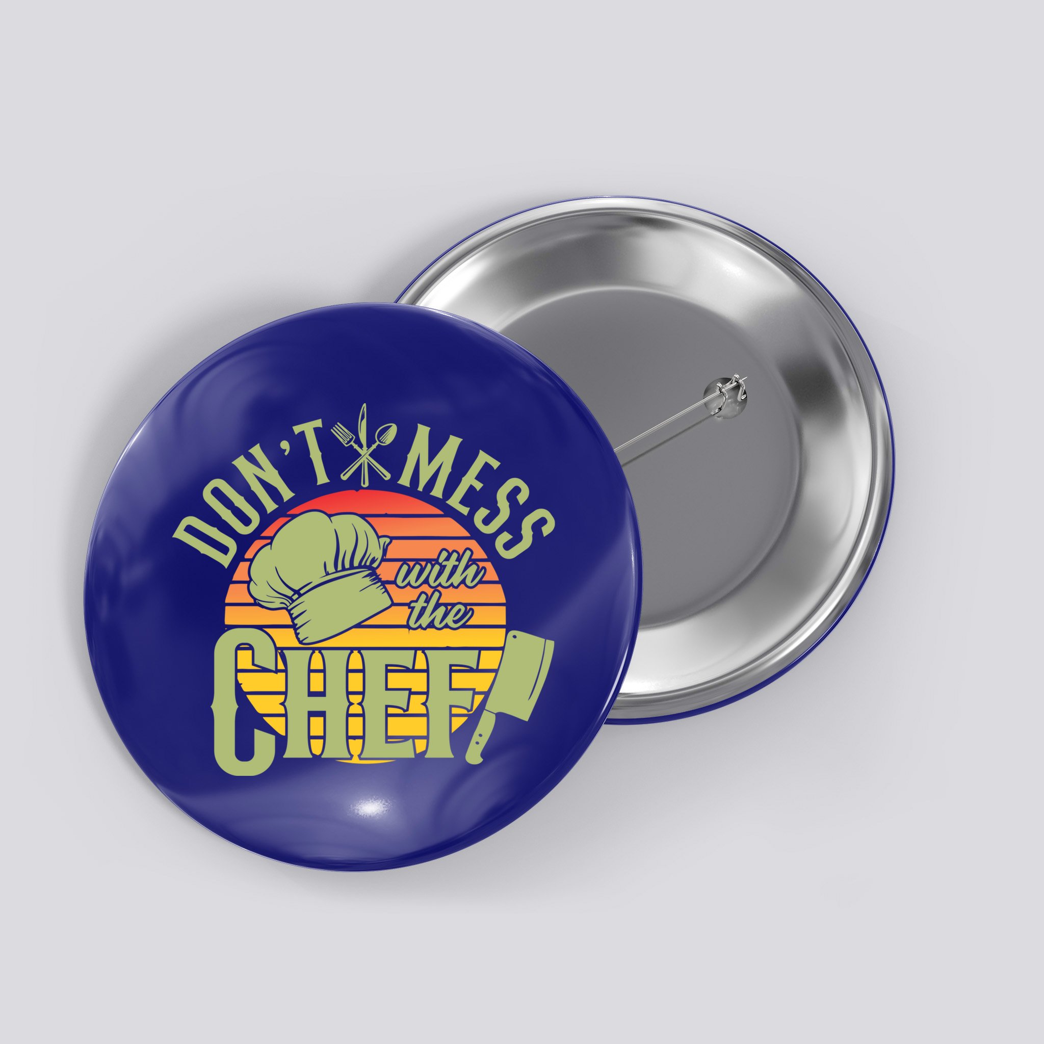 Funny Dont Mess With The Chef Retro Food Lover Cooking Gift Button